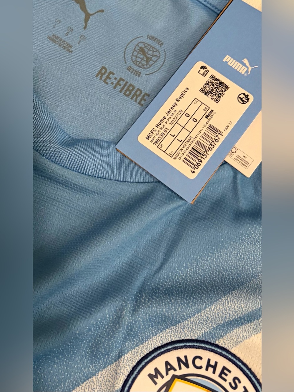 Puma Authentic Manchester City Home 2025/2026 780338-01 Blue Jersey Men's Sz: L - Picture 6 of 8